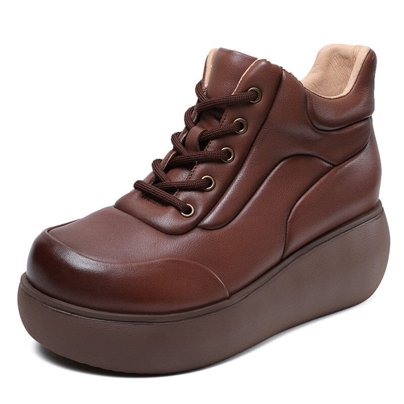 Autumn Winter Retro Platform Leather Casual Ankle Boots