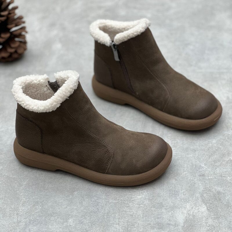 Autumn Winter Retro Soft Leather Casual Flat Boots
