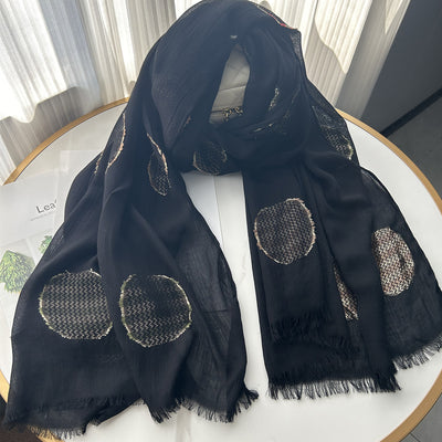 Babakud Cotton Linen Embroidery Black Scarf