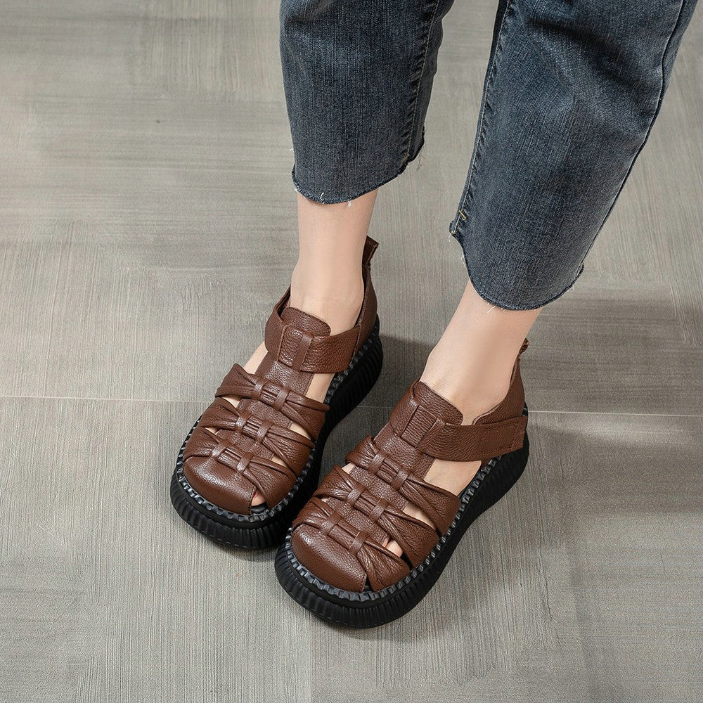 Leather Woven Wedge Sandal