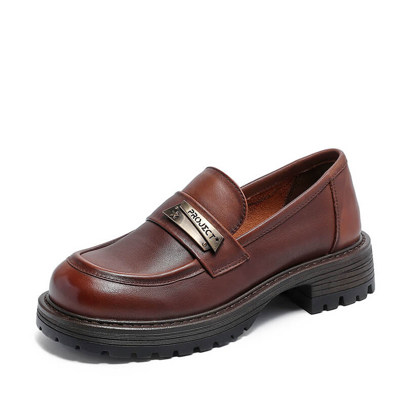 Babakud Fine Leather Women Thick Sole Loafers