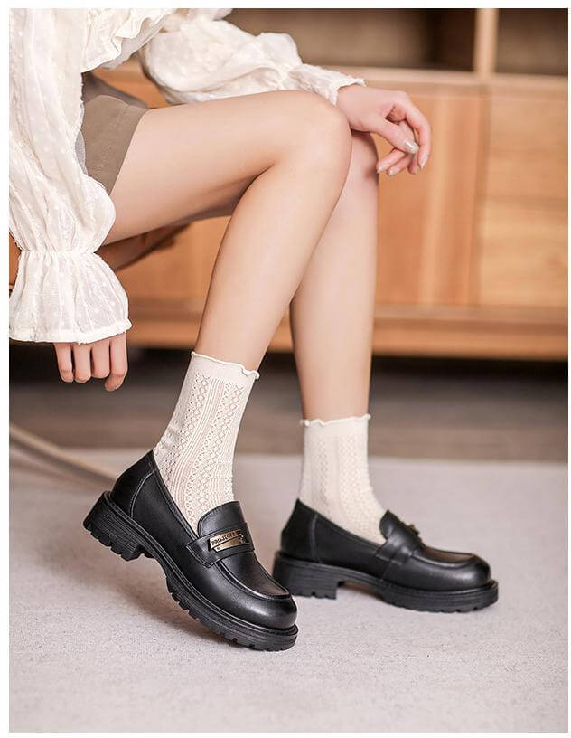 Babakud Fine Leather Women Thick Sole Loafers