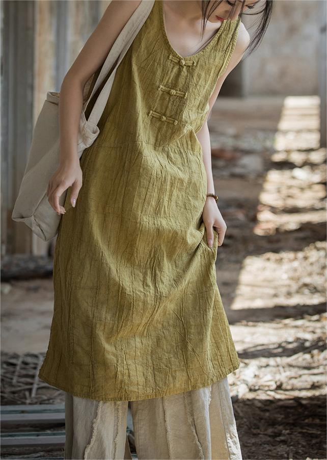 Summer Sleeveless Solid Color Linen Dress