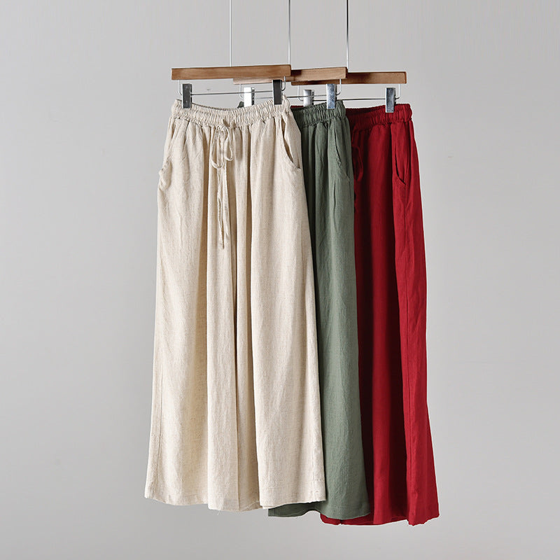 Spring Summer Women Linen Casual Pants