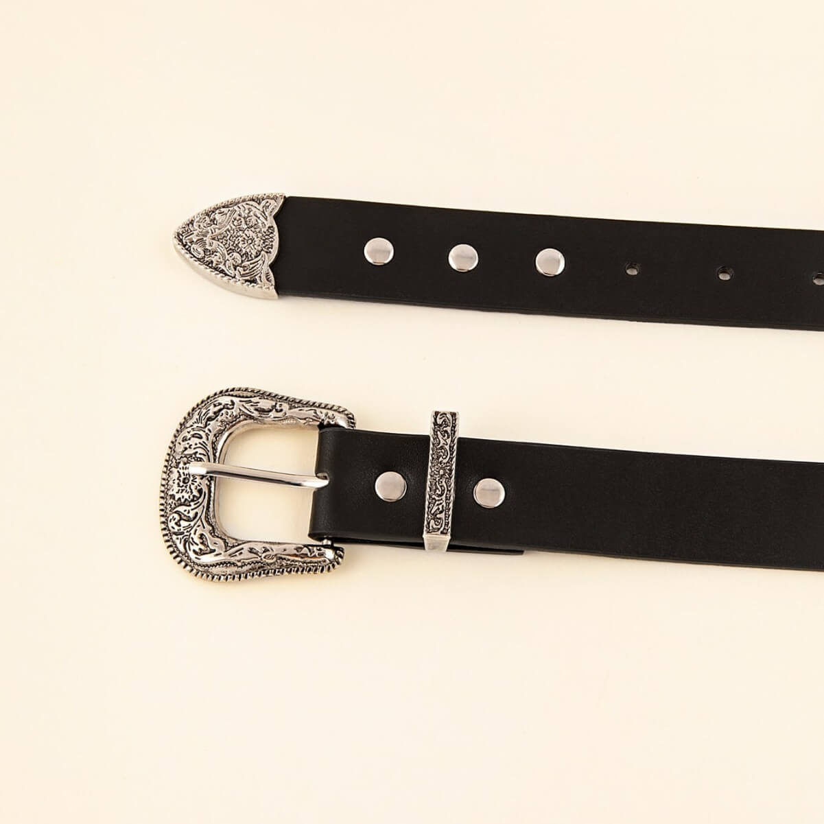 Black Belt Women's Vintage Western Style Leather Belt