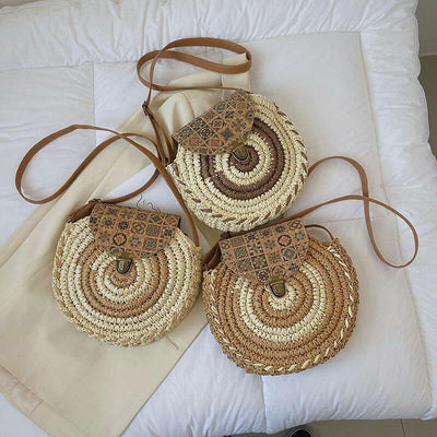 Shoulder Straw Bag Casual Handmade Beach Vacation Satchel Bag