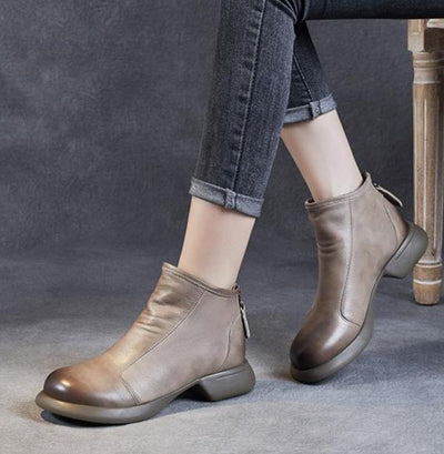 Spring Minimalist Soft Black Brown Leather Boots