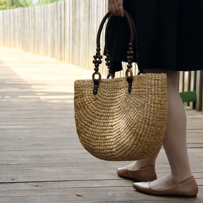 Women Holiday Casual Shoulder Bag Rattan Handbag for Summer