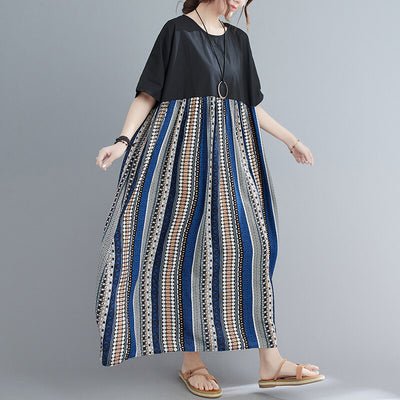 Babakud Plus Size - Summer Floral Printed Linen Loose Dress