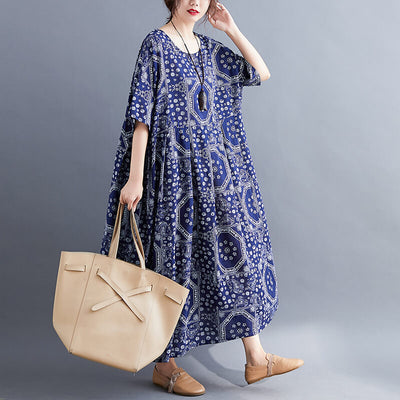 Babakud Plus Size - Summer Floral Printed Linen Dress