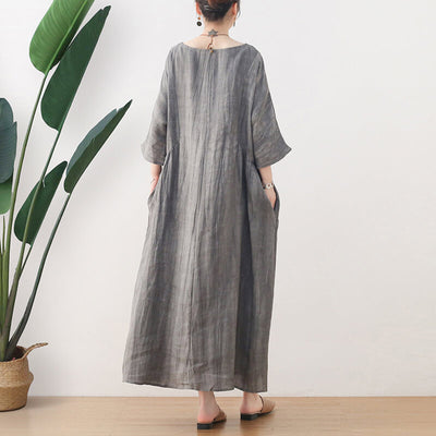 Babakud Summer Embroidery Linen Dress
