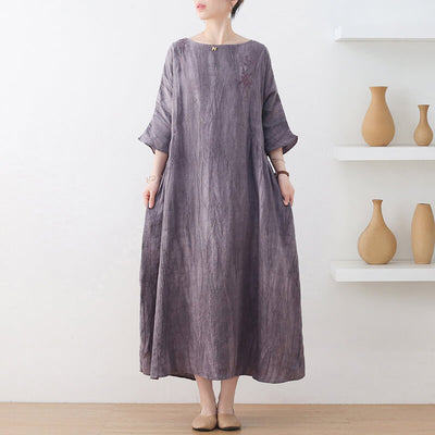 Babakud Summer Embroidery Linen Dress