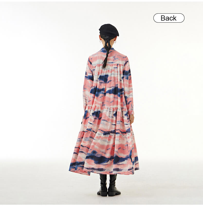 Babakud Plus Size - Stylish Printed Long Sleeves Dress