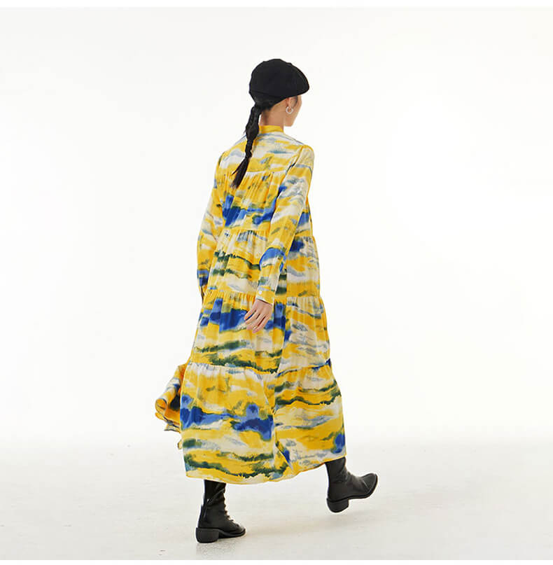 Babakud Plus Size - Stylish Printed Long Sleeves Dress