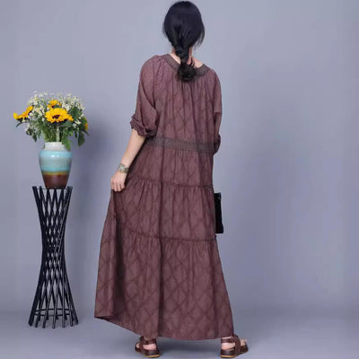 Babakud Ples Size-Printed Loose Spring Long Sleeves Dress