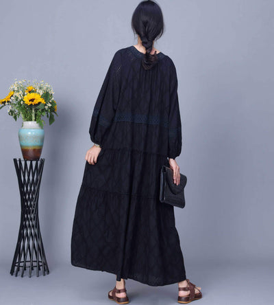 Babakud Ples Size-Printed Loose Spring Long Sleeves Dress