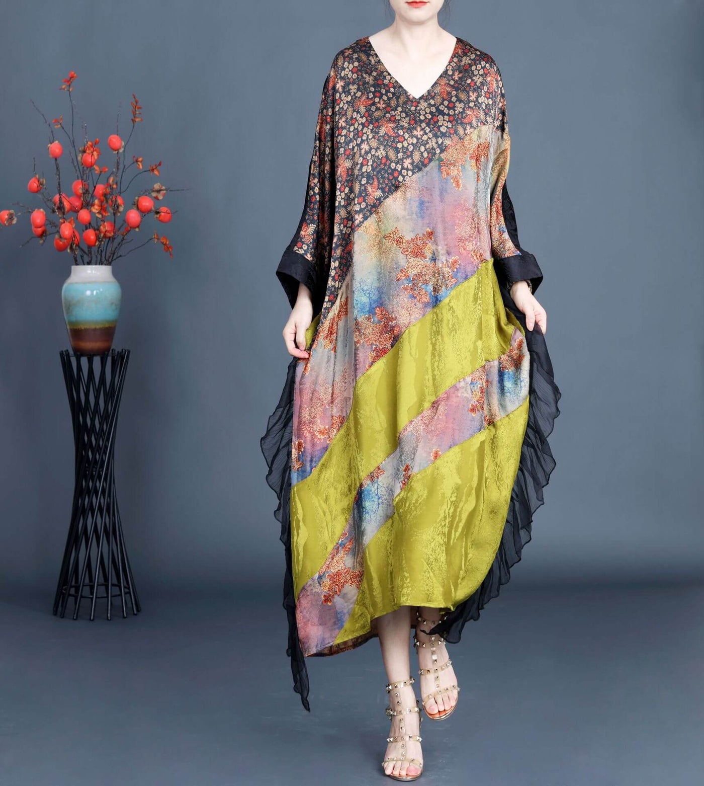 Babakud Ples Size-Floral Patchwork Printed Loose Summer Dress
