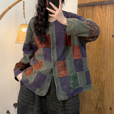 Babakud Women Spring Vintage Patchwork Cotton Jacket