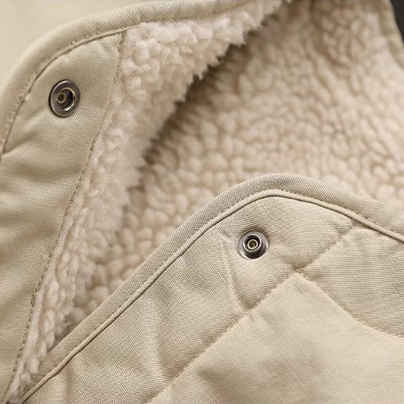 Minimalist Winter Solid Casual Furred Reversible Jacket
