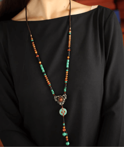 Retro Mookaite Jasper Ethnic Style Long Necklace