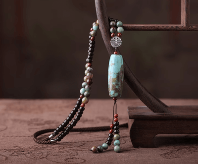 Retro Agate Green Jade Ethnic Style Long Necklace