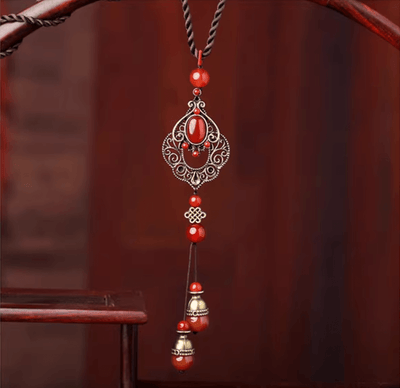 Retro Red Agate Ethnic Style Long Necklace