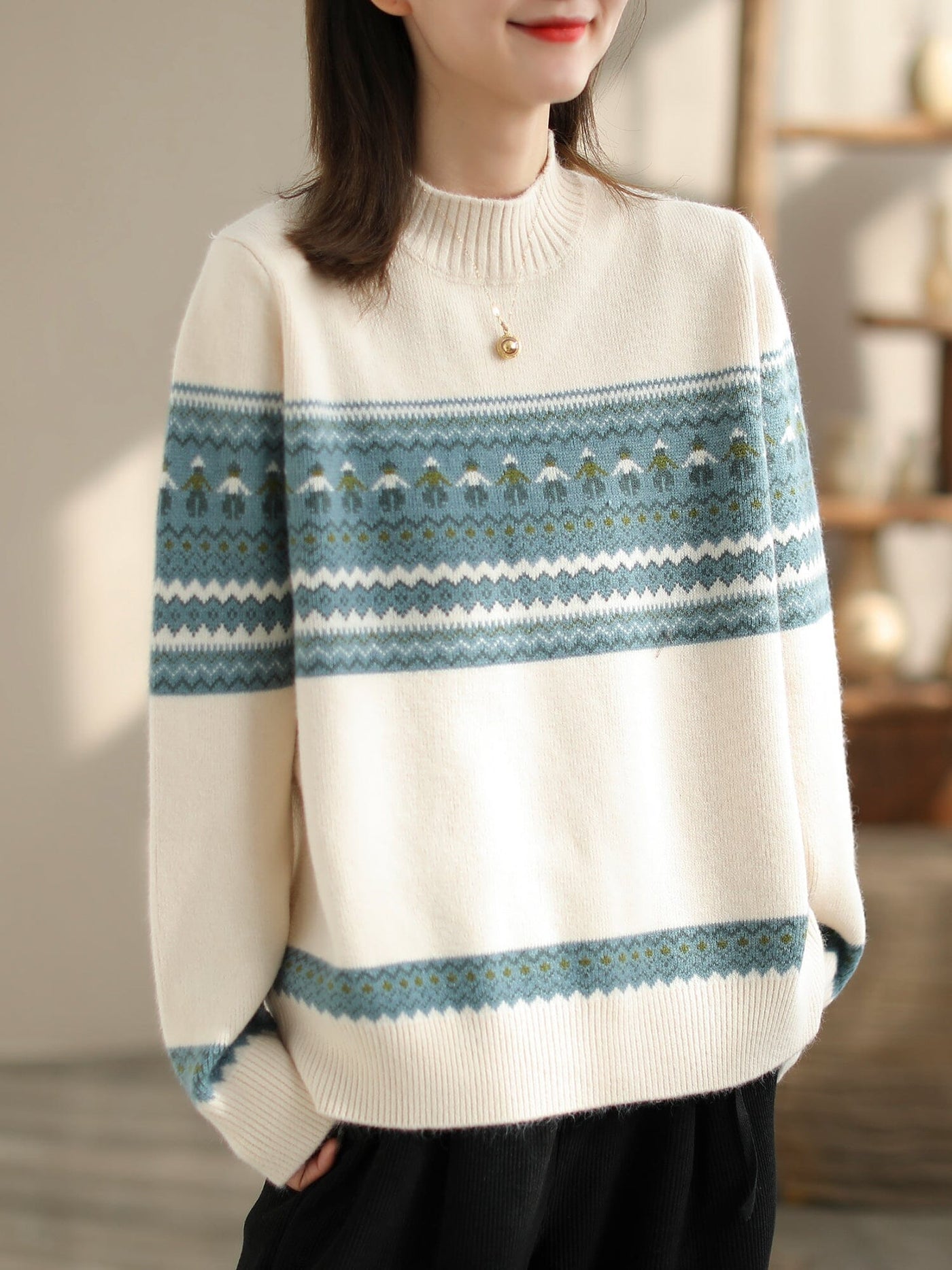 Spring Casual Jacquard Knitted Cardigan