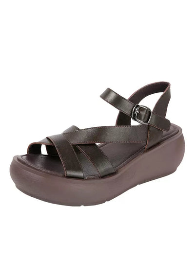 Spring Cross-strap Leather Roman-Style Shoes