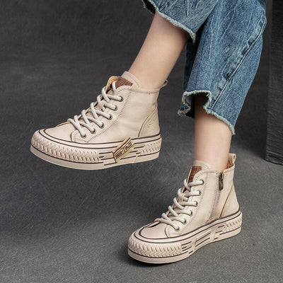 Spring Fashion Leather Casual Ankle Boots