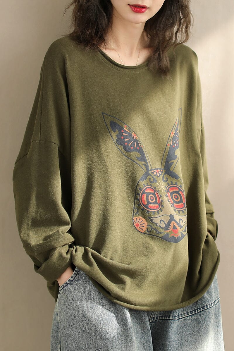 Spring Fashion Loose Casual Cotton Long Sleeve T-Shirt