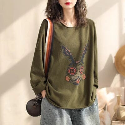 Spring Fashion Loose Casual Cotton Long Sleeve T-Shirt