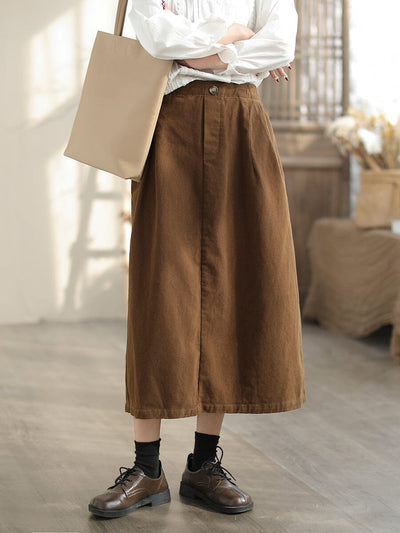 Spring Minimalist Casual Cotton A-Line Skirt