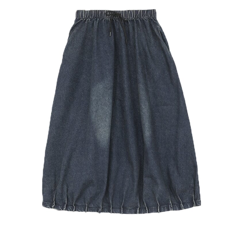 Spring Minimalist Casual Loose Cotton Denim Skirt