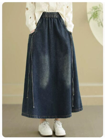 Spring Minimalist Casual Loose Denim Skirt