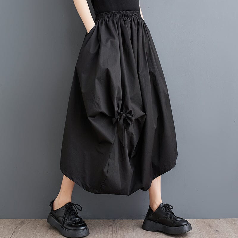 Spring Minimalist Irregular Solid Casual Skirt Jan 2024 New Arrival Black One Size 