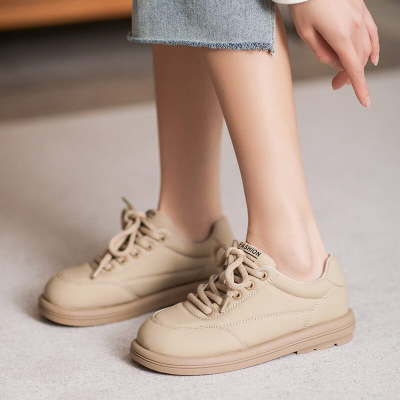 Spring Minimalist Leather Flat Casual Shoes