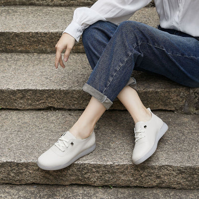 Spring Minimalist Leather Soft Flat Casual Shoes Jan 2024 New Arrival 