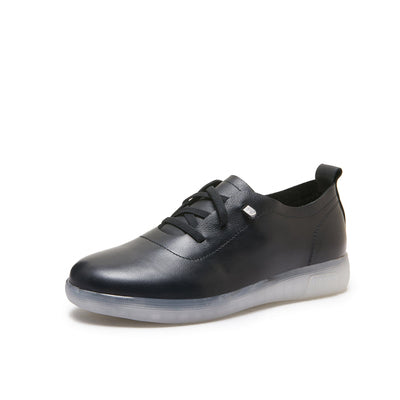 Spring Minimalist Leather Soft Flat Casual Shoes Jan 2024 New Arrival Black 35 