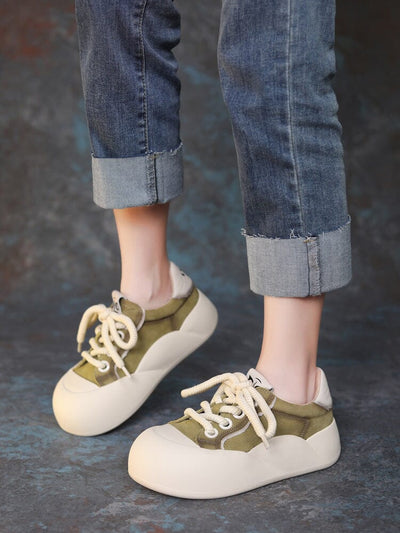 Spring Minimalist Leathier Thick Soled Flat Casual Shoes