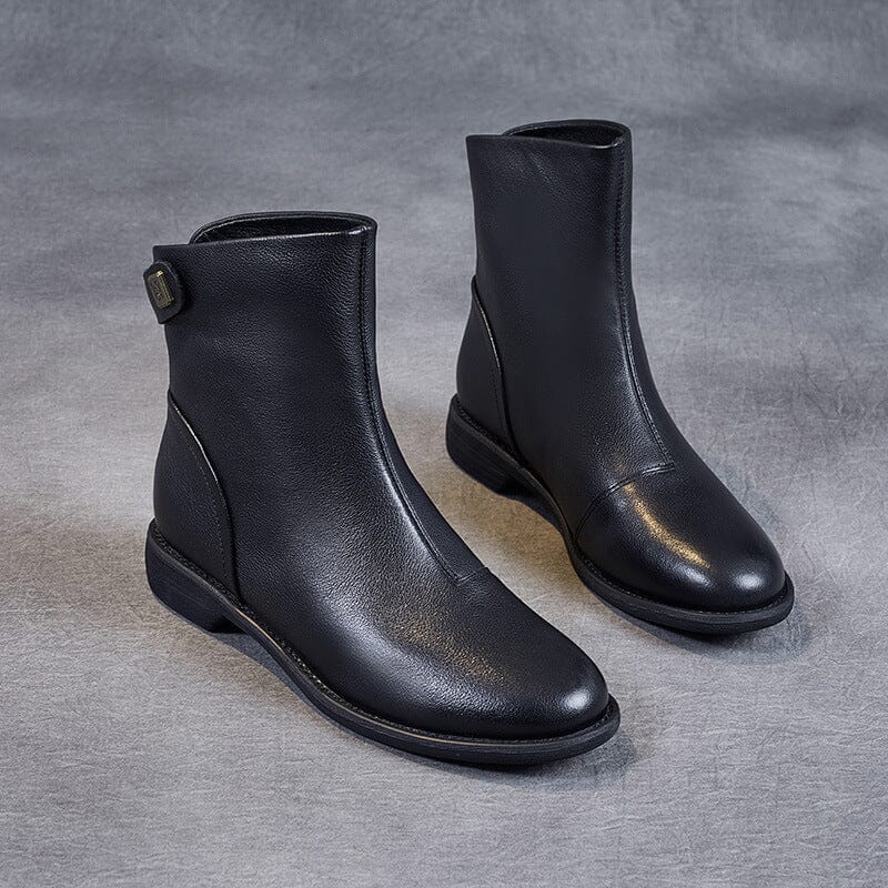 Spring Minimalist Soft Black Leather Boots Jan 2024 New Arrival 