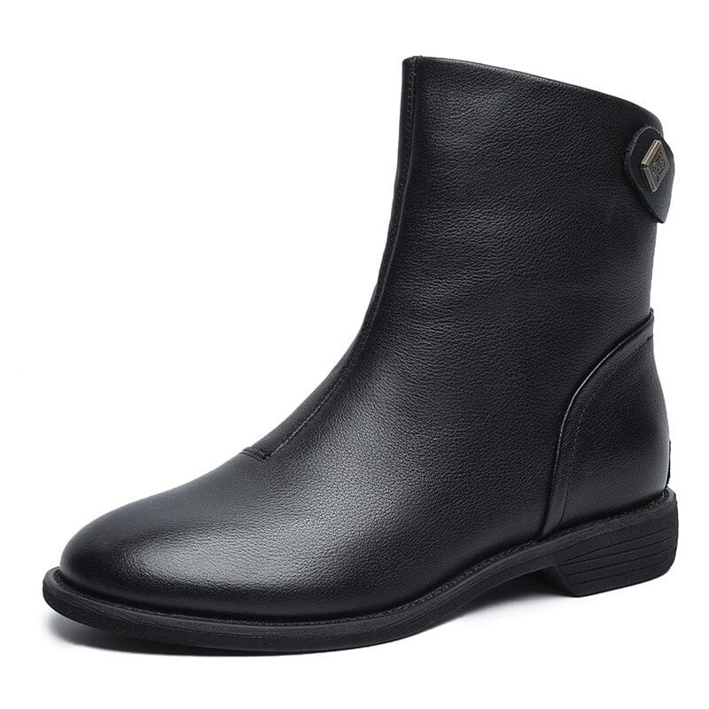 Spring Minimalist Soft Black Leather Boots Jan 2024 New Arrival Black 35 