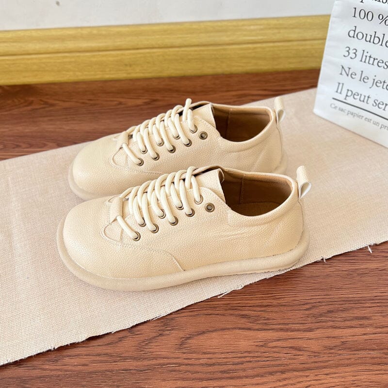 Spring Minimalist Soft Leather Flat Casual Shoes Jan 2024 New Arrival 