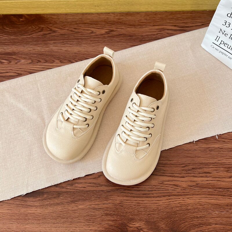 Spring Minimalist Soft Leather Flat Casual Shoes