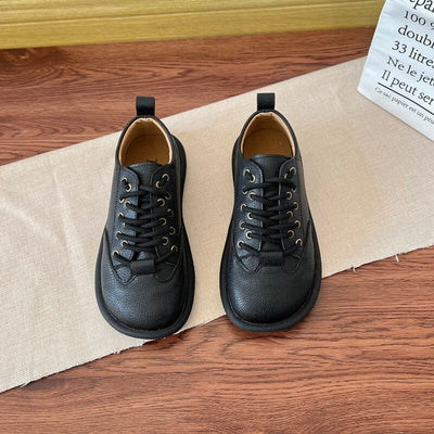 Spring Minimalist Soft Leather Flat Casual Shoes Jan 2024 New Arrival Black 35 