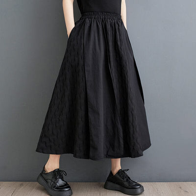 Spring Minimalist Solid Jacquard A-Line Skirt