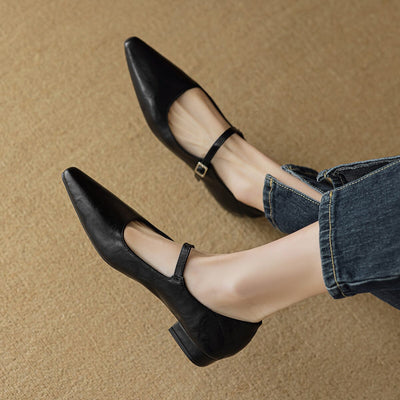 Women Elegant Pointed Toe One-Strap Mary Jane shoes
