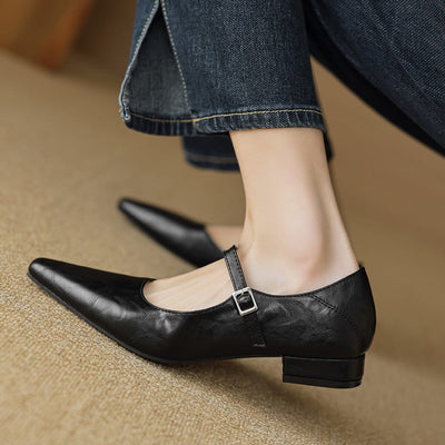 Women Elegant Pointed Toe One-Strap Mary Jane shoes