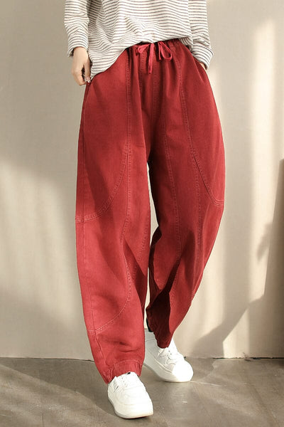 Spring Minimalist Solid Loose Casual Cotton Harem Pants Jan 2024 New Arrival 