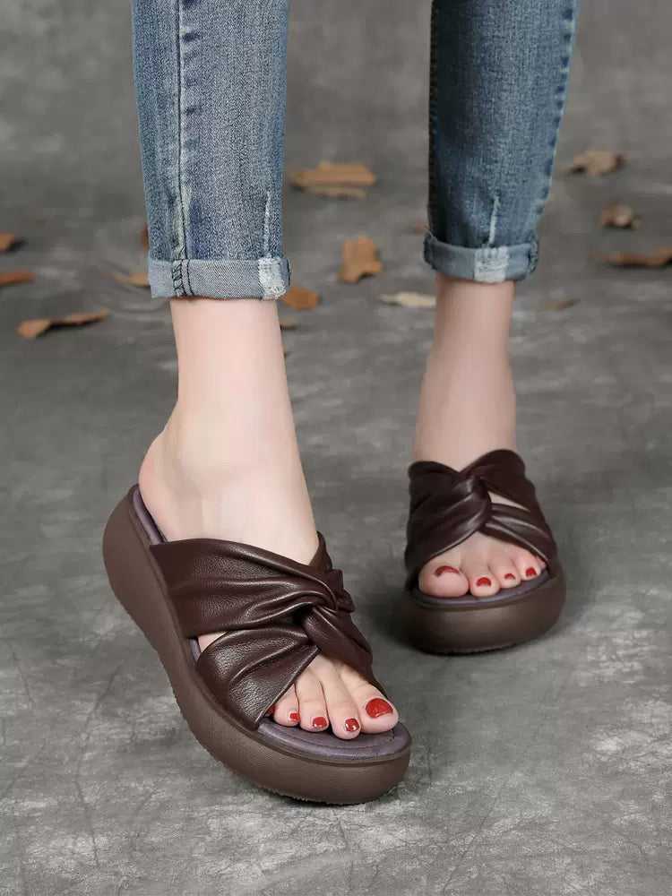 Spring Retro Casual Comfortable Thick-Sole Leather Sandals