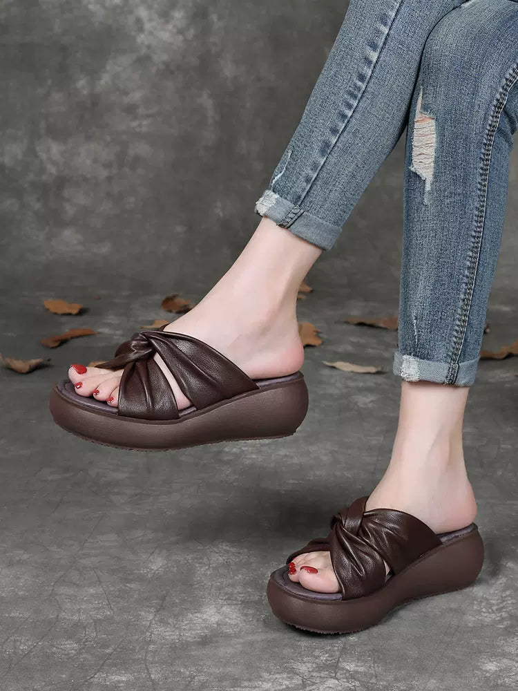 Spring Retro Casual Comfortable Thick-Sole Leather Sandals